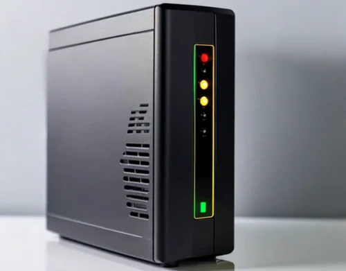 A tower-style uninterruptible power supply (UPS)